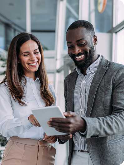 A group of people greeting each other.